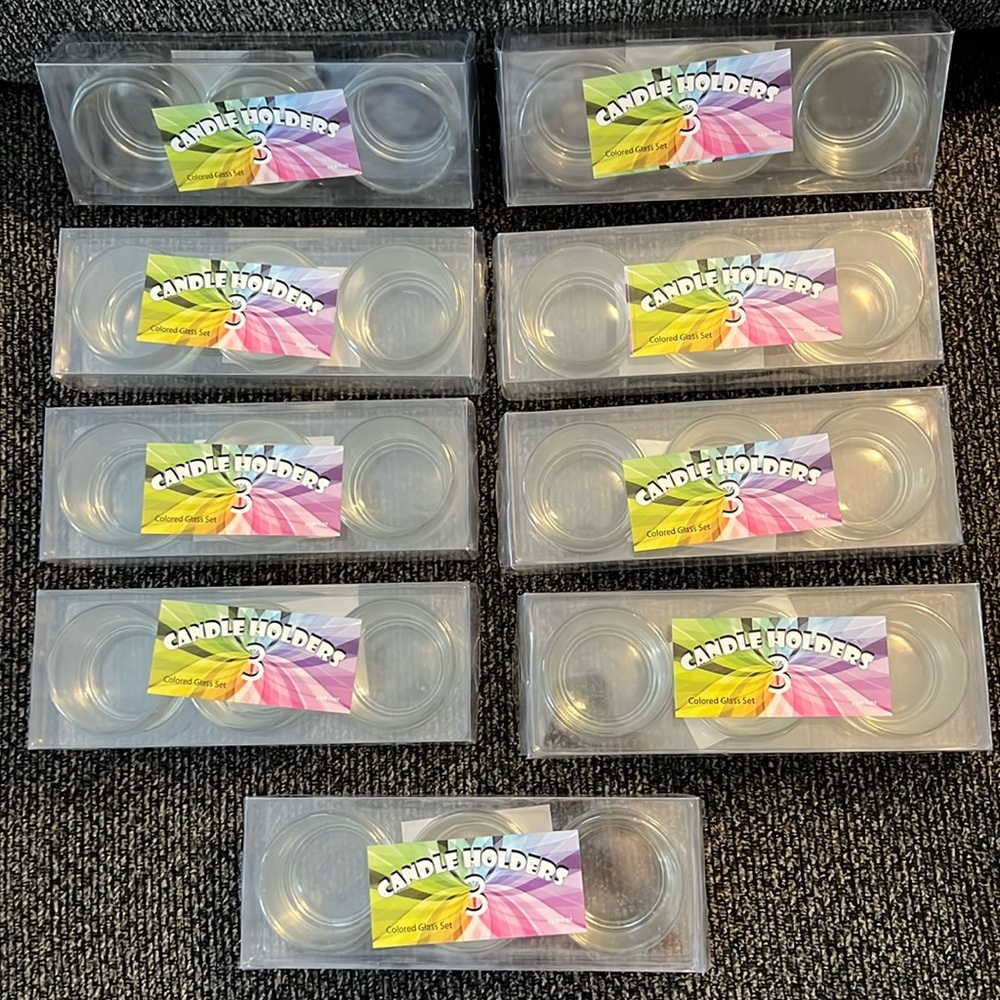 NWOT Clear Candle Holders, 27 total